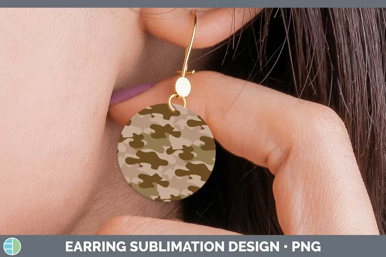 Pretty Camo Brown Round Earrings Sublimation Earrings Design