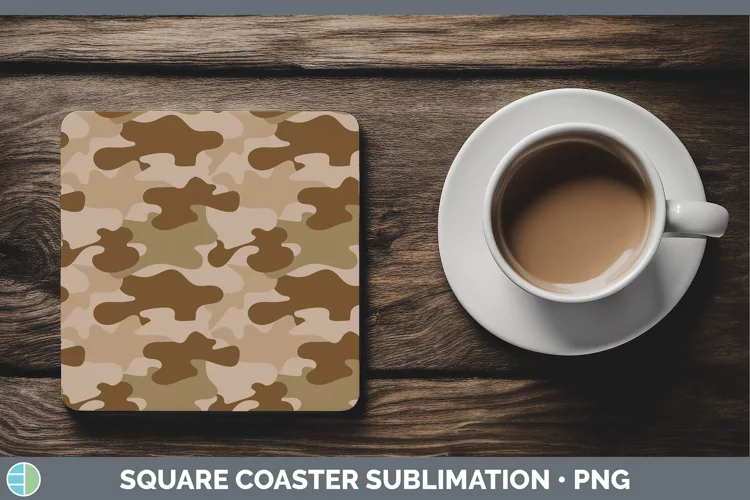 Pretty Camo Brown Square Coaster Sublimation Coaster Designs