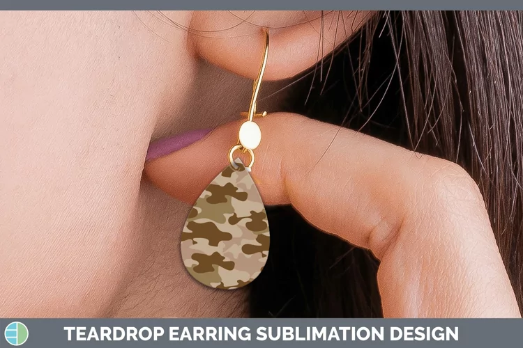 Pretty Camo Brown Teardrop Earrings Sublimation Earrings Des