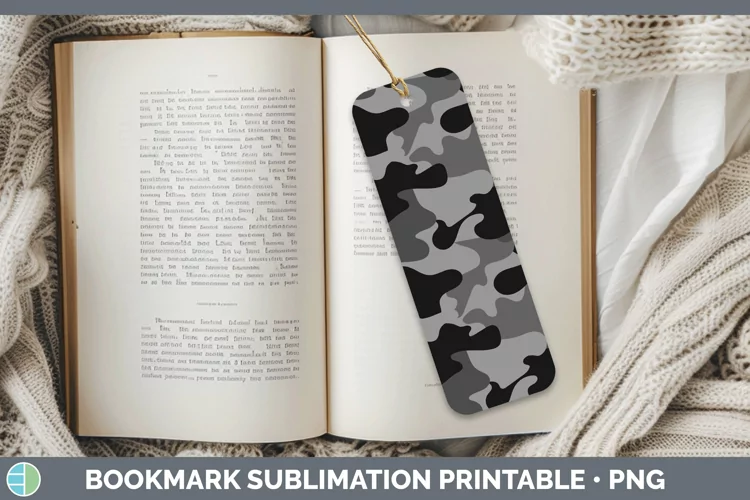 Pretty Camo Gray Bookmark Sublimation Printable Designs