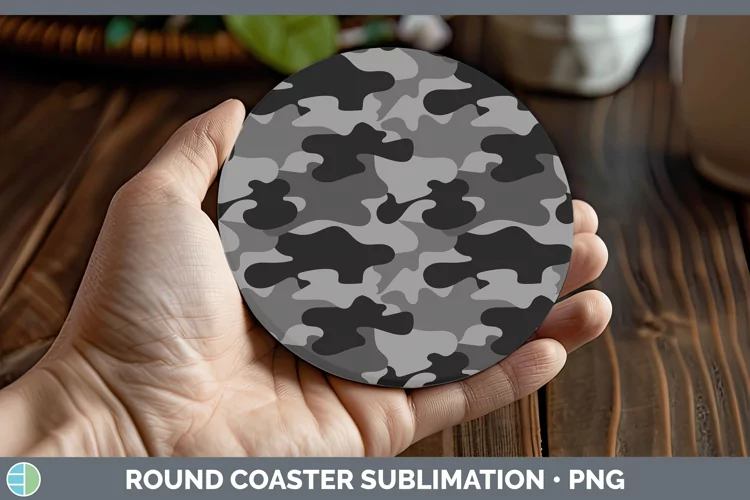 Pretty Camo Gray Round Coaster Sublimation Coaster Designs