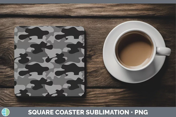 Pretty Camo Gray Square Coaster Sublimation Coaster Designs