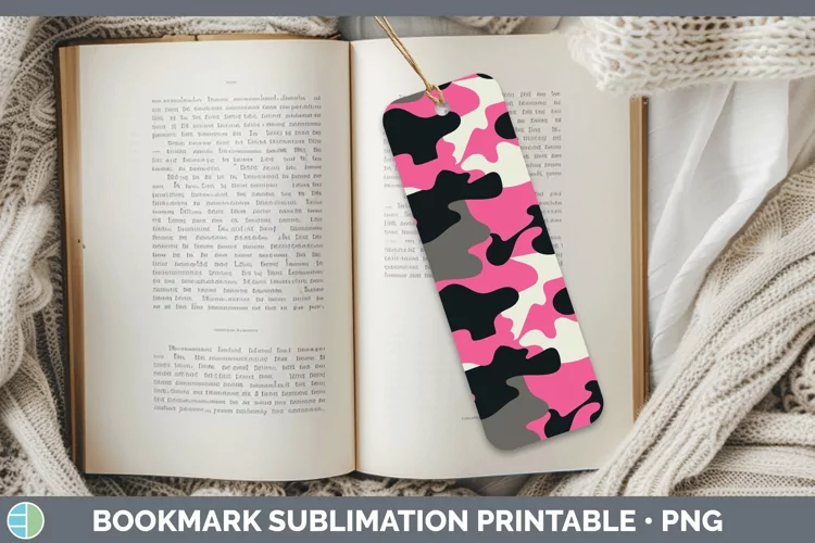 Pretty Camo Pink Bookmark Sublimation Printable Designs
