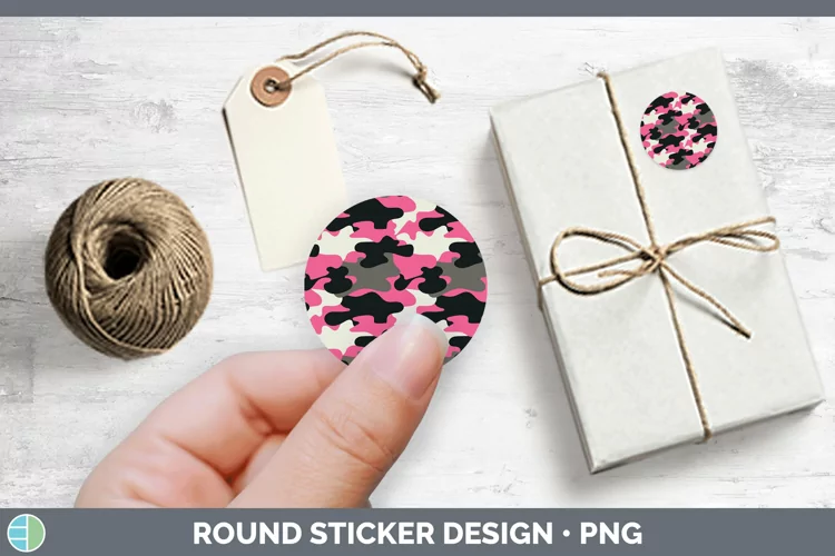 Pretty Camo Pink Stickers | Round Labels Designs