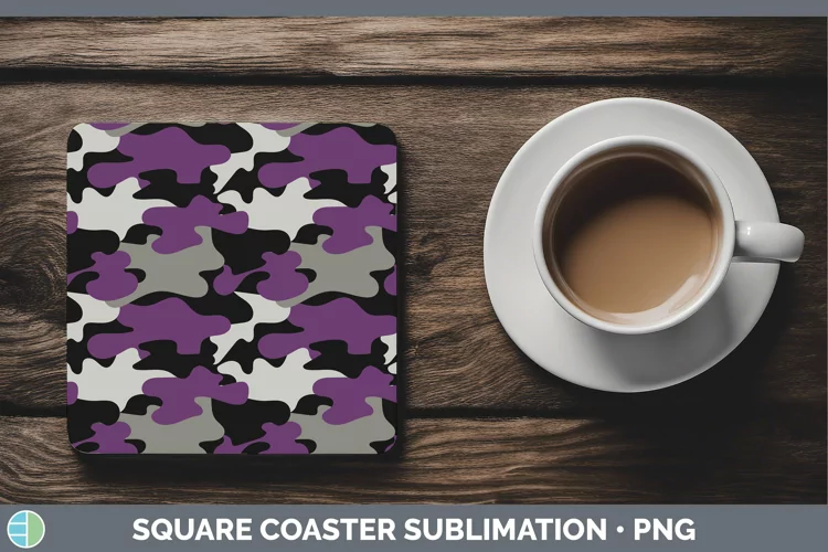 Pretty Camo Purple Square Coaster Sublimation Coaster Design