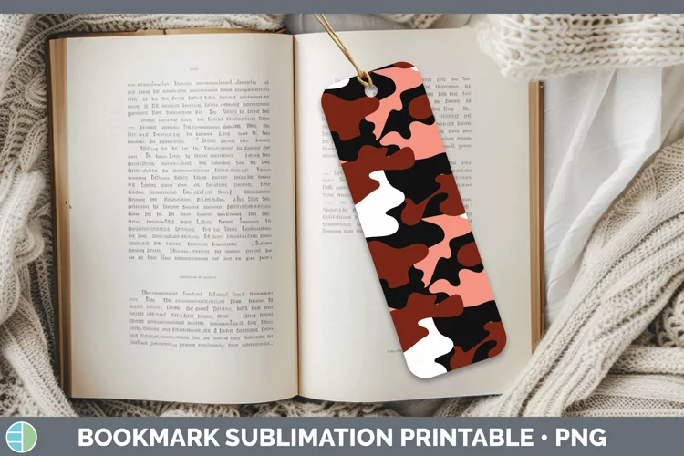 Pretty Camo Red Bookmark Sublimation Printable Designs