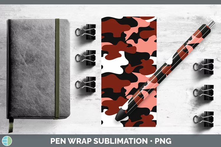 Pretty Camo Red Pen Wrap Sublimation Epoxy Pen Designs
