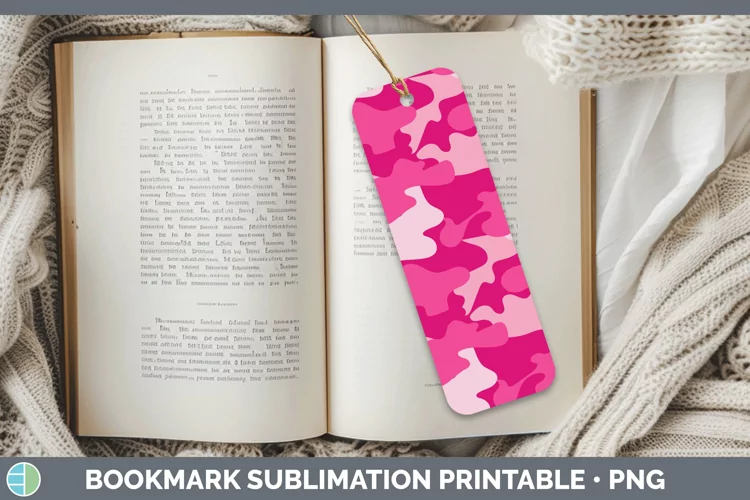 Pretty Camouflage Pink Bookmark Sublimation Printable Design