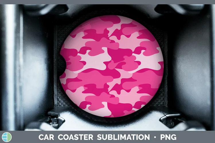 Pretty Camouflage Pink Car Coaster Sublimation Coaster Desig