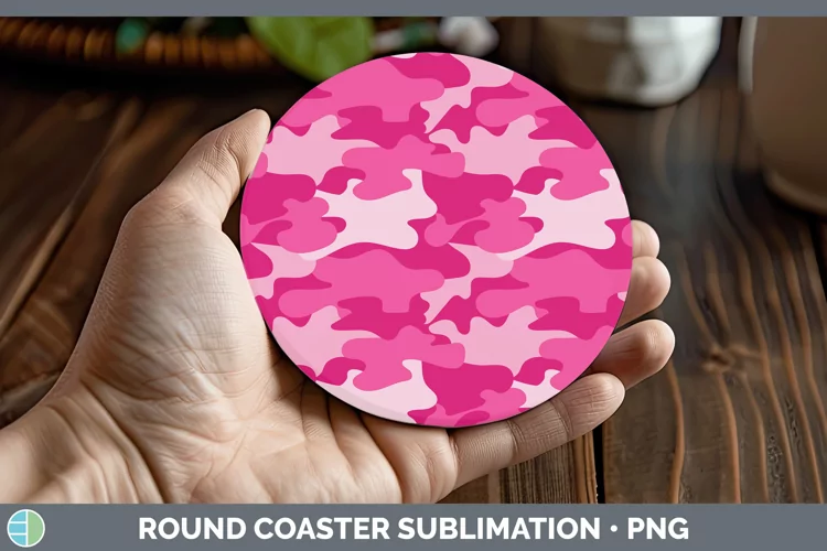 Pretty Camouflage Pink Round Coaster Sublimation Coaster Des