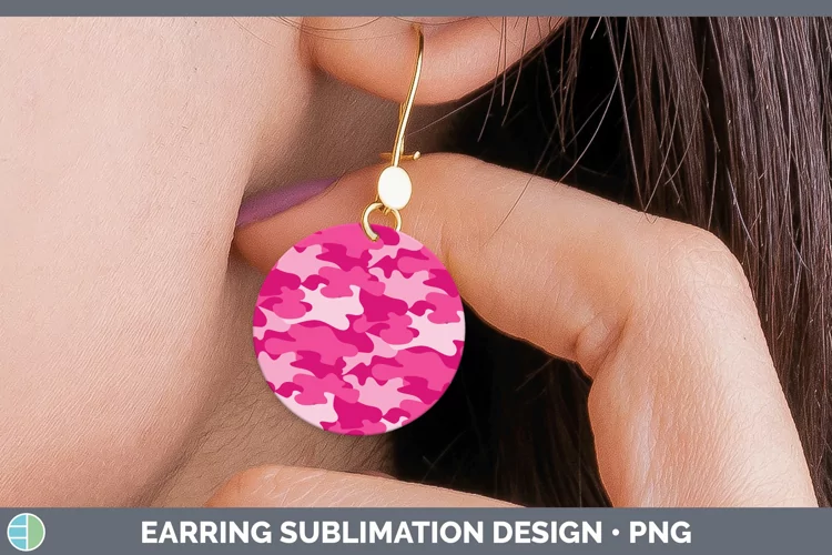 Pretty Camouflage Pink Round Earrings Sublimation Earrings D