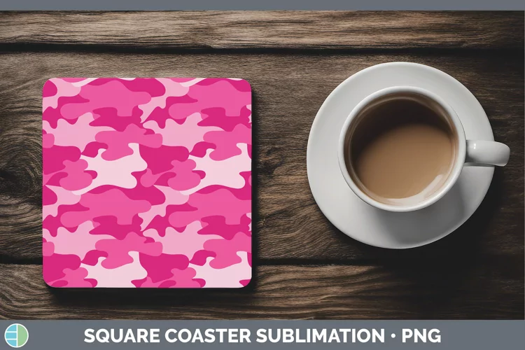 Pretty Camouflage Pink Square Coaster Sublimation Coaster De