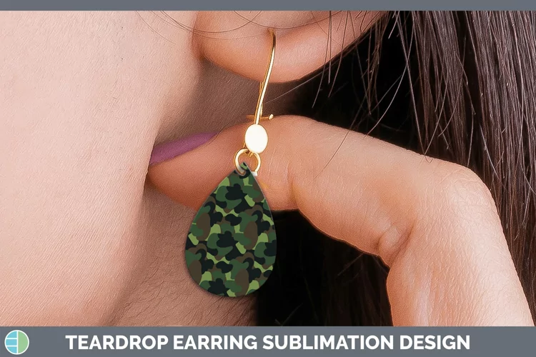 Pretty Camouflage Teardrop Earrings Sublimation Earrings Des
