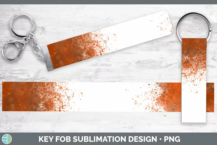 Pretty Color Splash Orange Key Fob Sublimation Wristlet Desi