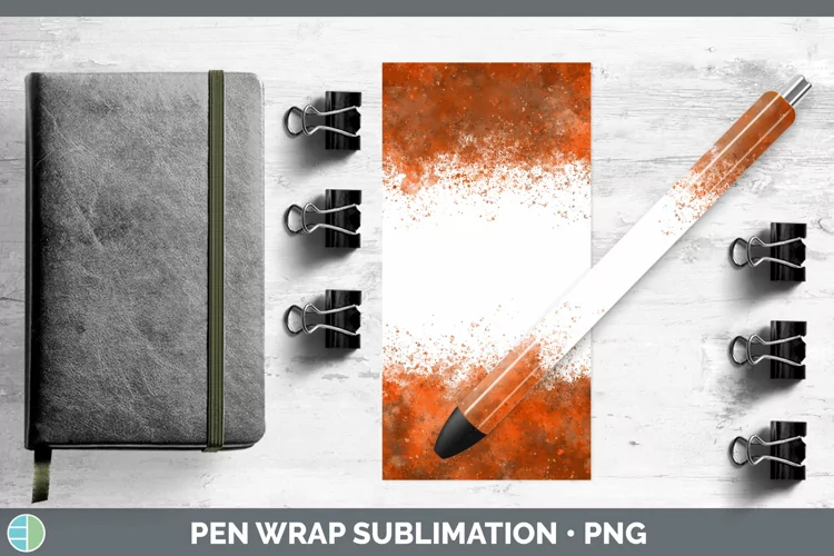 Pretty Color Splash Orange Pen Wrap Sublimation Epoxy Pen De