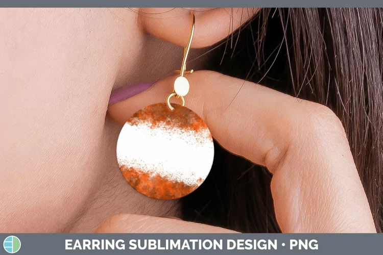 Pretty Color Splash Orange Round Earrings Sublimation Earrin