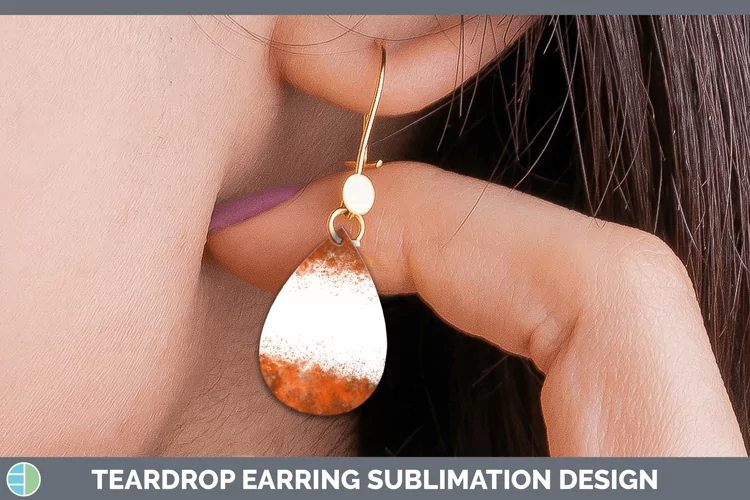 Pretty Color Splash Orange Teardrop Earrings Sublimation Ear