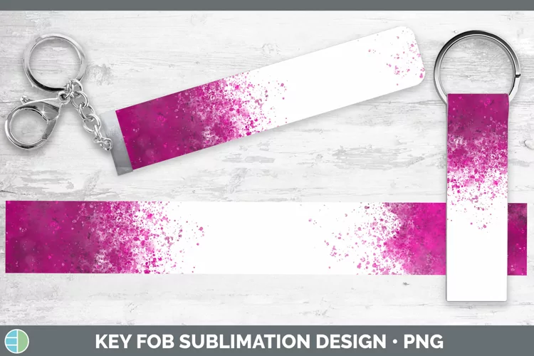 Pretty Color Splash Pink Key Fob Sublimation Wristlet Design
