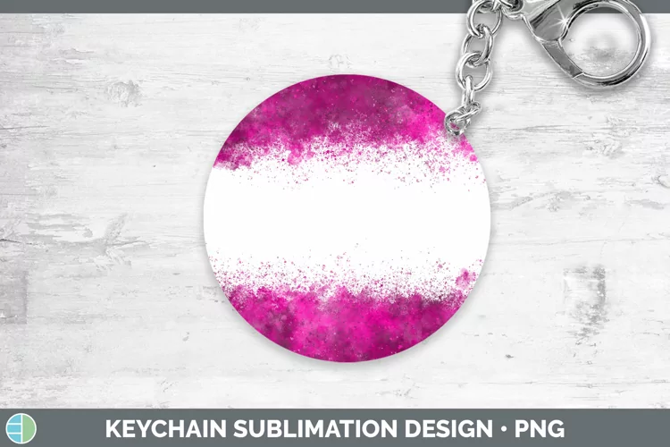 Pretty Color Splash Pink Keychain Sublimation Keyring Design