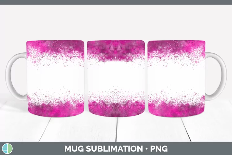 Pretty Color Splash Pink Mug Wrap Sublimation Coffee Cup Des