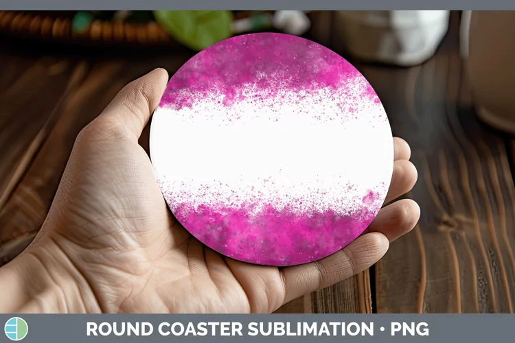 Pretty Color Splash Pink Round Coaster Sublimation Coaster D