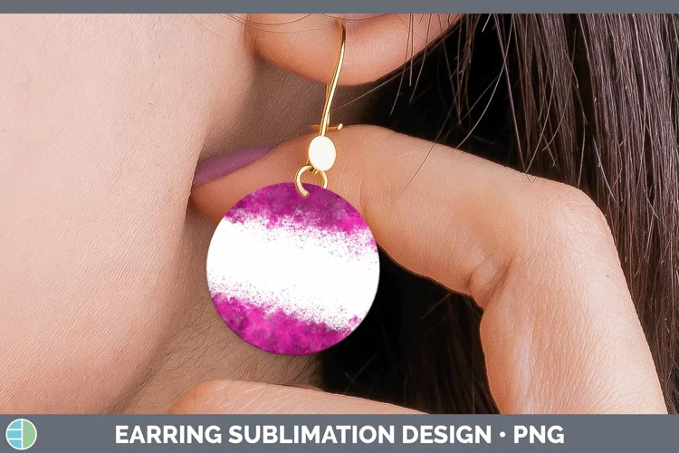 Pretty Color Splash Pink Round Earrings Sublimation Earrings