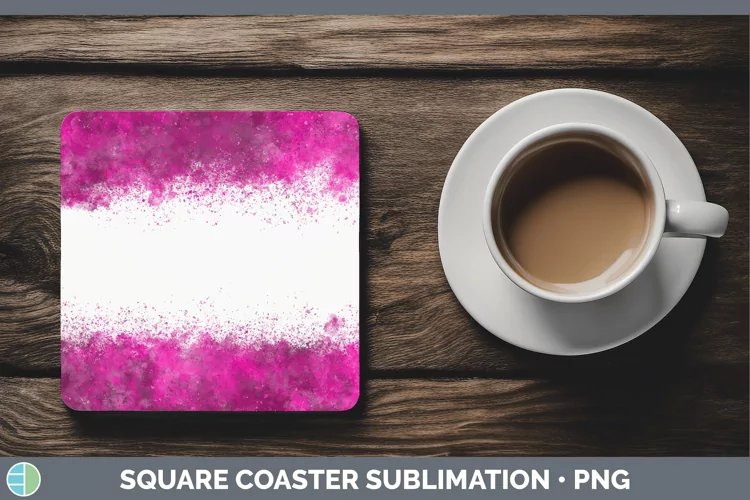 Pretty Color Splash Pink Square Coaster Sublimation Coaster