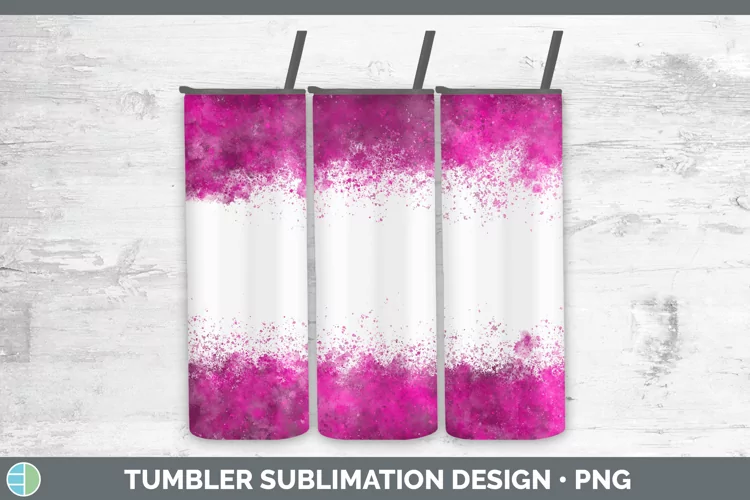 Pretty Color Splash Pink Tumbler Sublimation 20 oz Skinny Tu