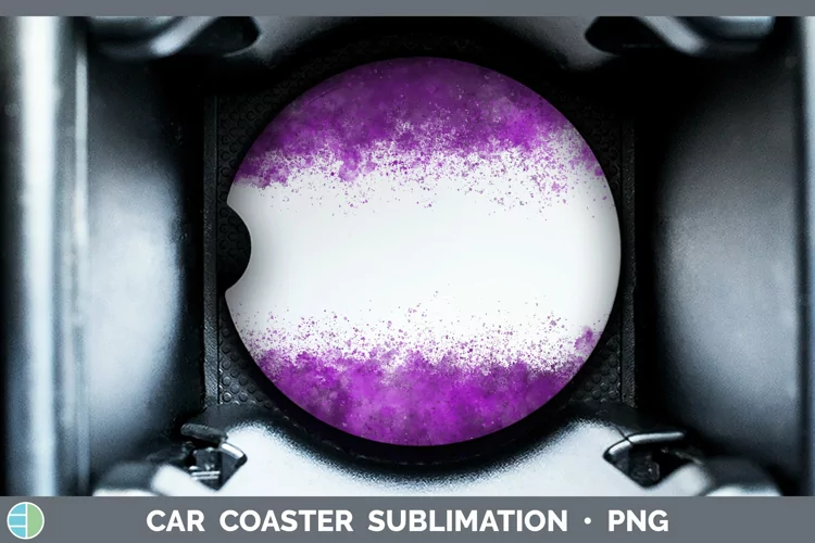 Pretty Color Splash Purple Car Coaster Sublimation Coaster D