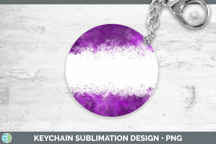 Pretty Color Splash Purple Keychain Sublimation Keyring Desi