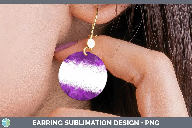 Pretty Color Splash Purple Round Earrings Sublimation Earrin