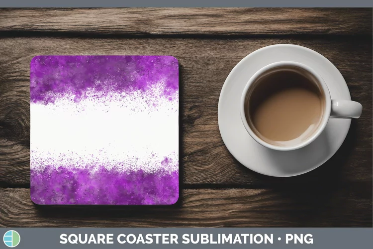 Pretty Color Splash Purple Square Coaster Sublimation Coaste