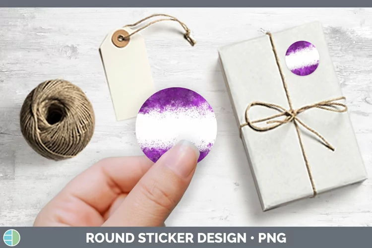 Pretty Color Splash Purple Stickers | Round Labels Designs