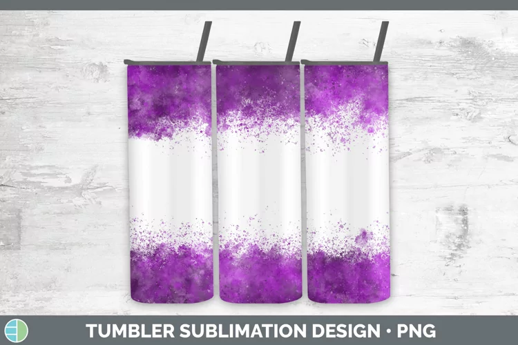 Pretty Color Splash Purple Tumbler Sublimation 20 oz Skinny