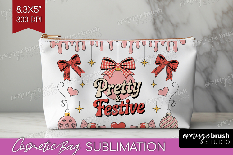 Pretty   Festive Xmas Cosmetic Bag Christmas Makeup Bag PNG