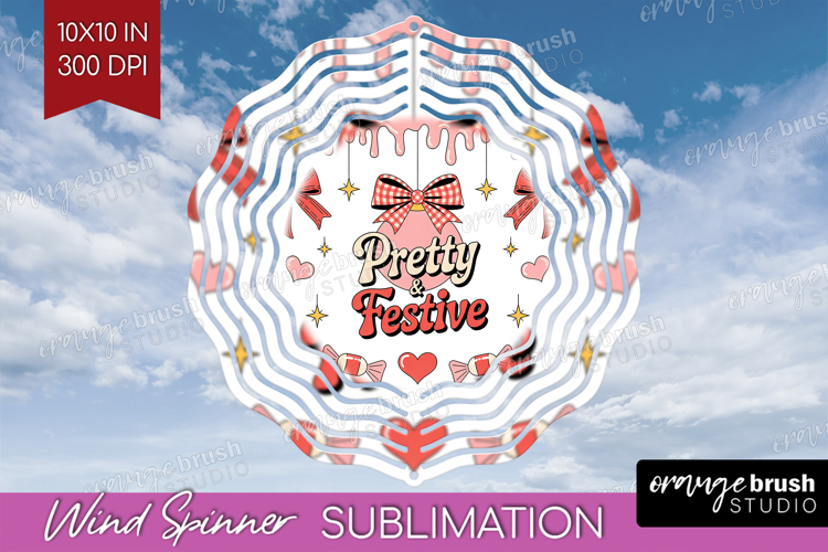 Pretty & Festive Xmas Wind Spinner Sublimation PNG Christmas