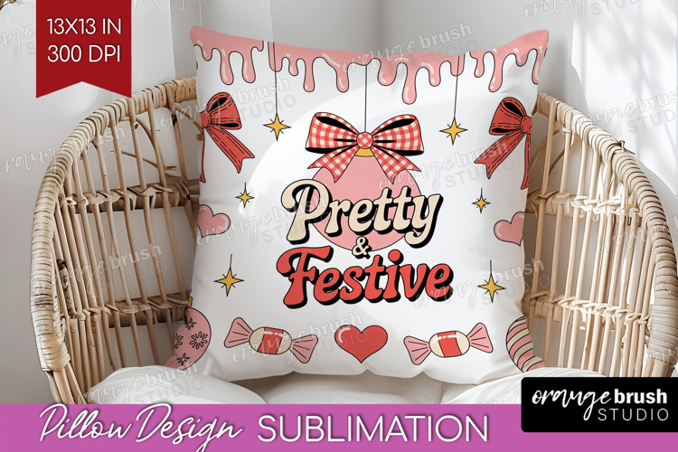 Pretty & Festive Xmas Pillow Sublimation Christmas Pillow