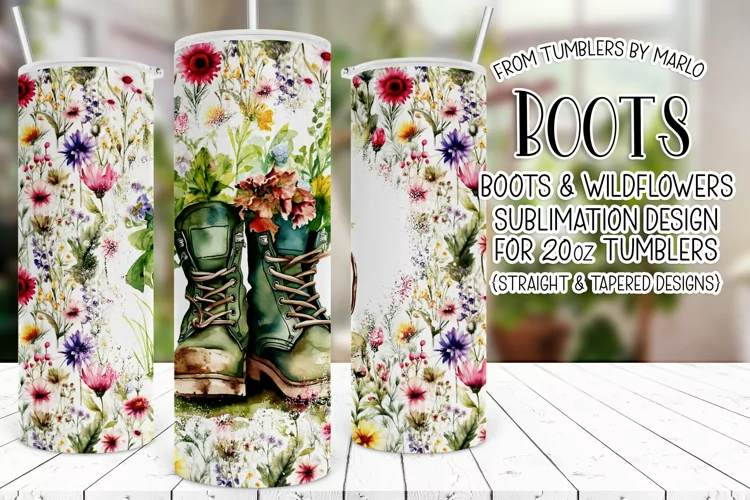 Boots Tumbler, Floral Tumbler, Boots and Flowers Tumbler