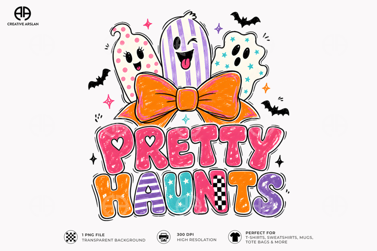 Pretty Haunts Ghost Bow PNG - Cute Halloween Shirt Design