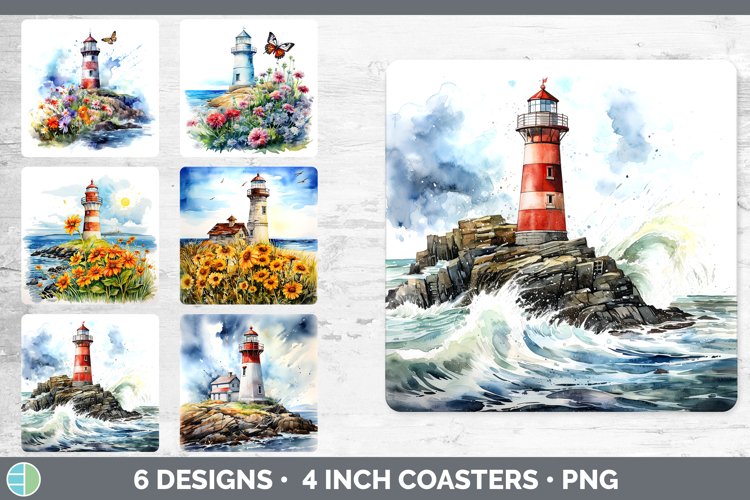 Pretty Lighthouse Square Coaster | Bundle Coaster Designs