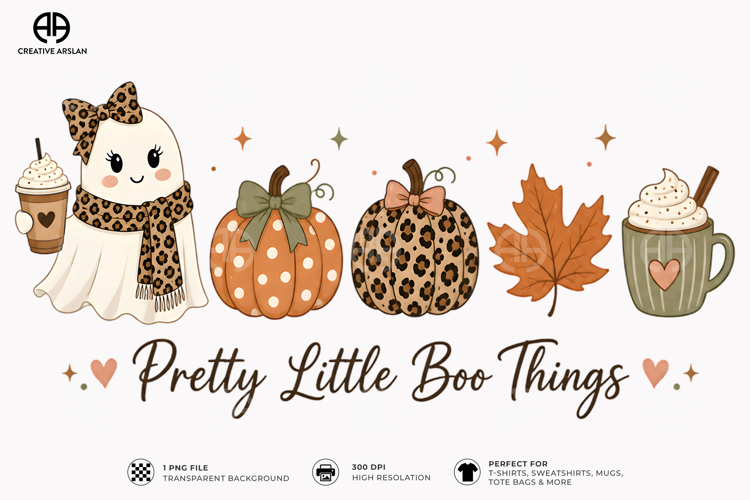 Pretty Little Boo Things PNG Cute Halloween T-Shirt Design