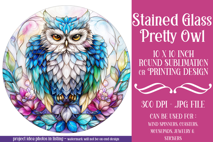 Owl Wind Spinner, Owl Round Design, Stained Glass Owl, d4