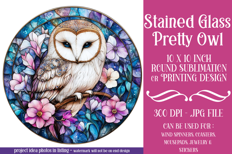 Owl Wind Spinner, Owl Round Design, Stained Glass Owl, d5