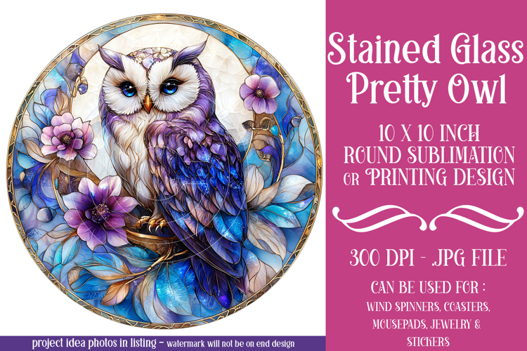 Owl Wind Spinner, Owl Round Design, Stained Glass Owl, d6
