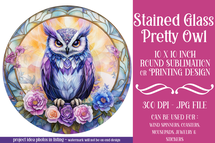 Owl Wind Spinner, Owl Round Design, Stained Glass Owl, d8