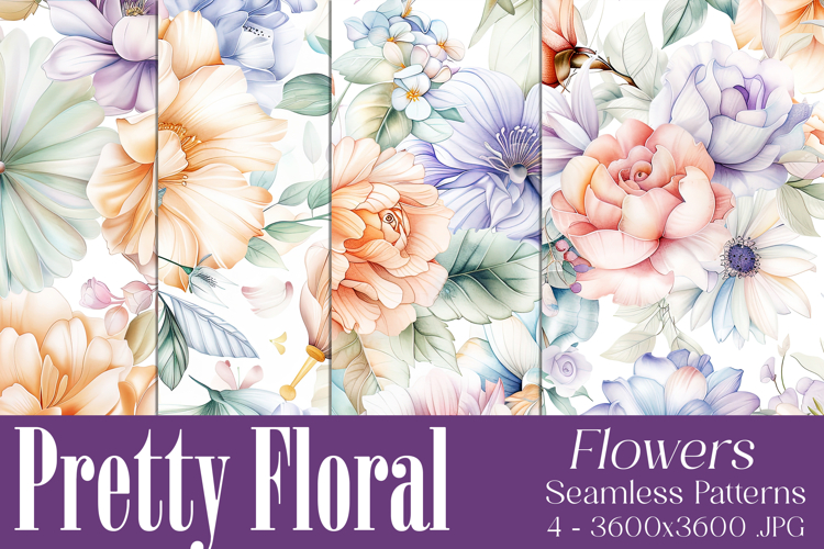 Pretty Floral Pattern, Pretty Flowers Seamless Patterns, s2