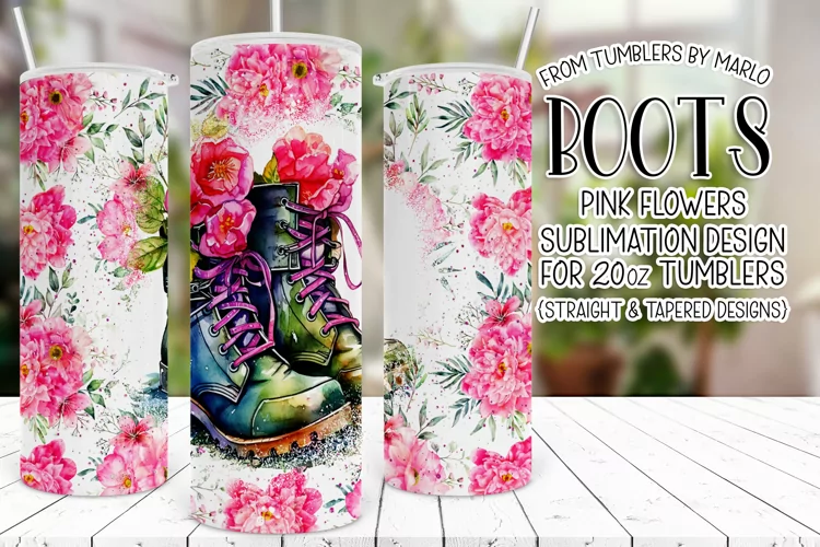 Boots Tumbler, Floral Tumbler, Boots and Flowers Tumbler