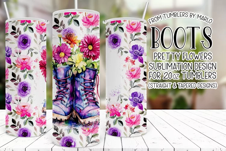 Boots Tumbler, Floral Tumbler, Boots and Flowers Tumbler