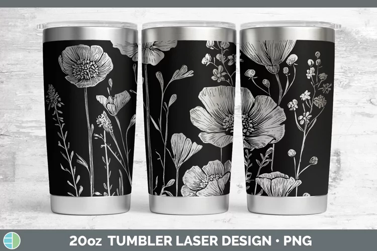 Pretty Wildflowers Laser 20oz Tumbler Sublimation Tumbler De