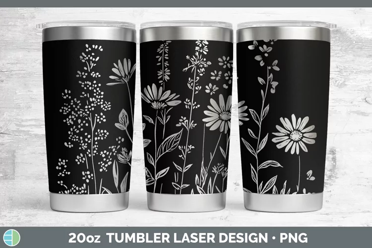 Pretty Wildflowers Laser 20oz Tumbler Sublimation Tumbler De